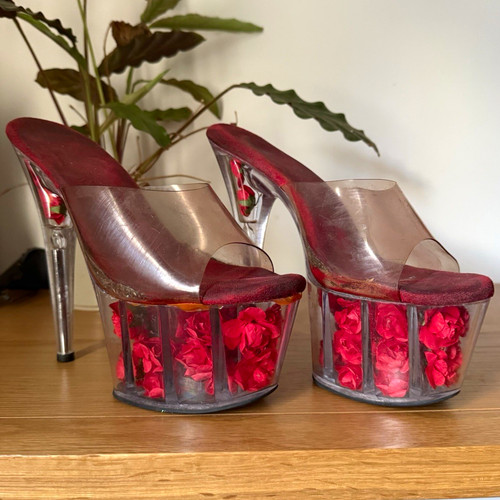 Women red clear platform - women’s, red/clear