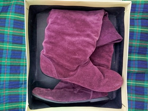 Purple suede knee high - purple,