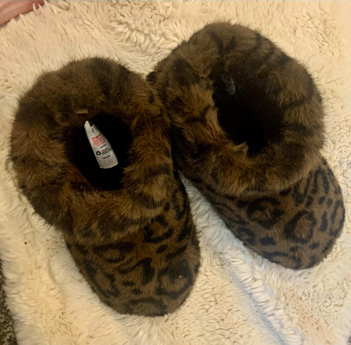 Well worn leopard fluffy - worn,