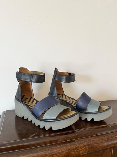Womens blue leather - leather, fly