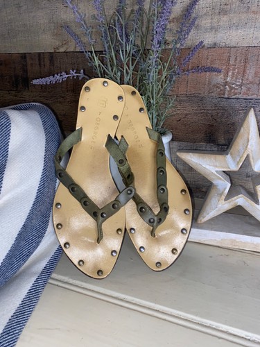 Khaki leather toe - khaki, post